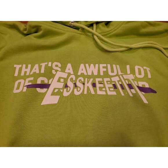 That's A Awful Lot of Cough Syrup Hoodie Men's Size M Neon Green Moto Desto Dubb - Picture 2 of 9